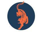 Colorful icon with Tiger Underground Self-Defense Karate animal symbols